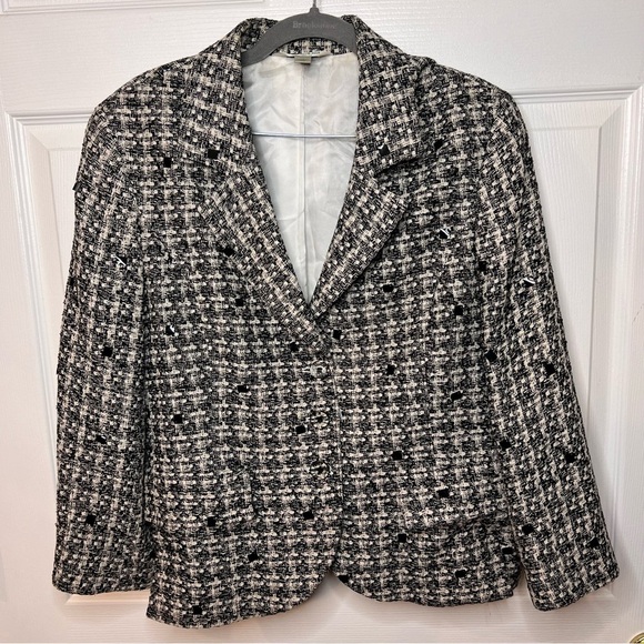 Austin Reed Vintage Silk Black and White Tweed Blazer Size 14 GUC, see photos - Picture 1 of 11